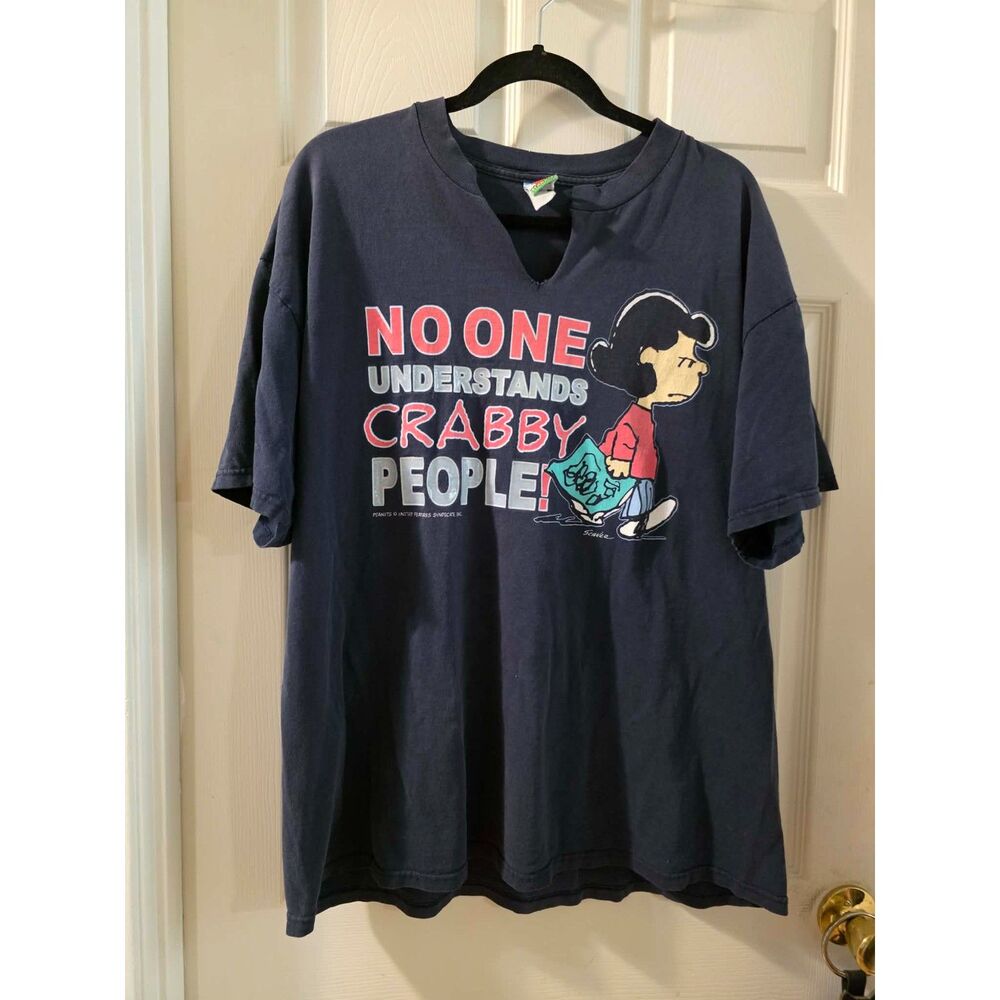 Vintage Peanuts Lucy Crabby People T Shirt Snoopy UFS Faded Black 90s